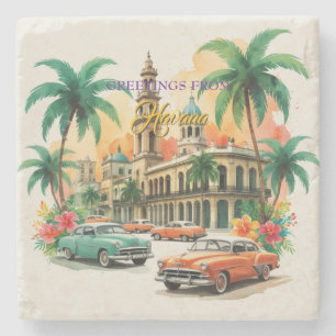 Posavasos De Piedra Viajes de la Cuba de la Vintage - Saludos desde La