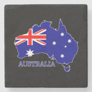 Posavasos De Piedra Viajes de mapas de bandera australiana