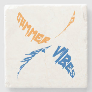 Posavasos De Piedra Vibes de verano: Sol, diversión y buenos tiempos