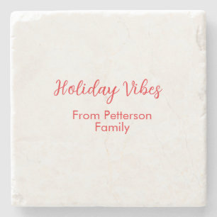 Posavasos De Piedra Vibraciones festivas rojo Navidad añadir nombre de