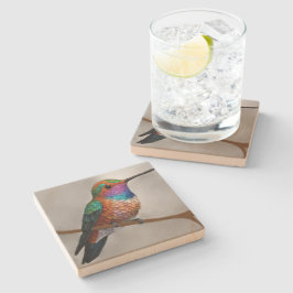 Posavasos De Piedra Vibrant Allen’s Hummingbird Painting
