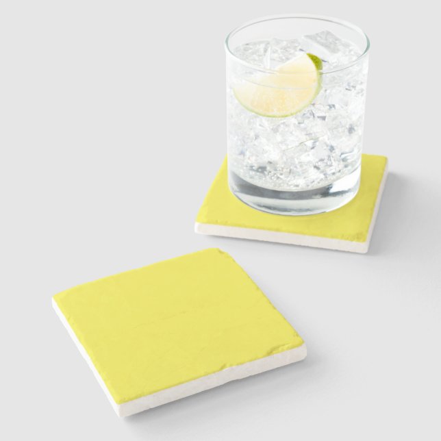 Posavasos De Piedra Vibrant Solid Yellow Background  (Lateral)