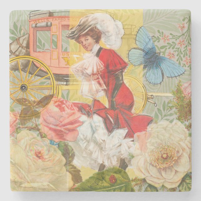 Posavasos De Piedra Victoriana Lady Woman Fun Carriage (Anverso)