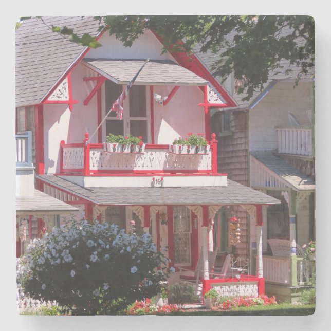 Posavasos De Piedra Victoriano rojo y blanco - Viñedo de Martha (Anverso)