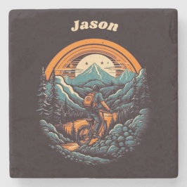 Posavasos De Piedra Vida en bicicleta, personalizable retro