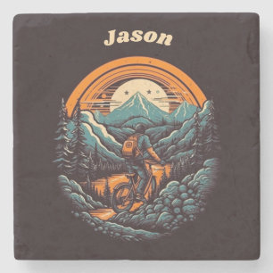 Posavasos De Piedra Vida en bicicleta, personalizable retro