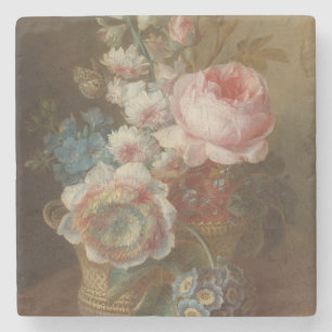 Posavasos De Piedra Vida fija con flores - Cornelis van Spaendonck