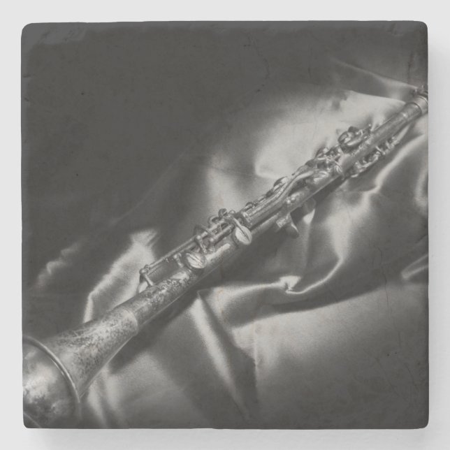 Posavasos De Piedra Vida residual del clarinete antiguo, B&W (Anverso)