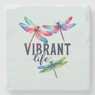 Posavasos De Piedra Vida vibrante - Dragonfly artístico
