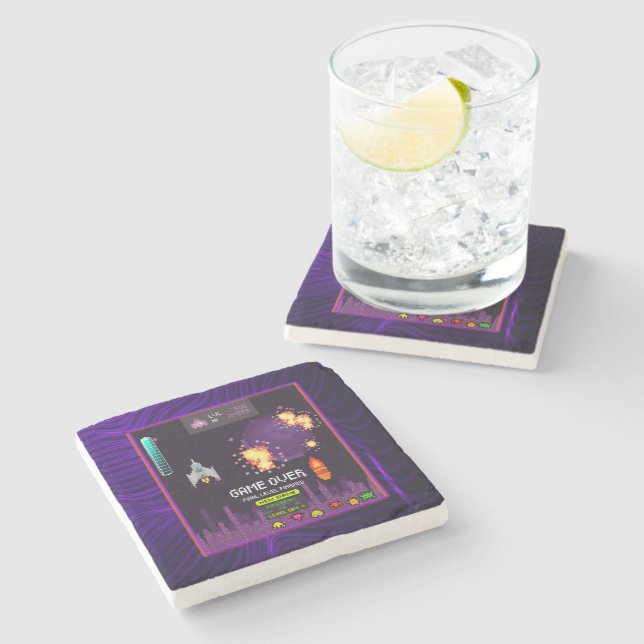 Posavasos De Piedra Videogaming Purple (Lateral)