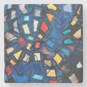 Posavasos De Piedra Vidrio Azulado Abstracto Aspecto Colorido y Vívido