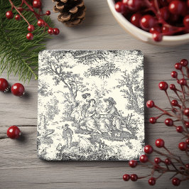Posavasos De Piedra Vieja toile blanco y negro de jouy