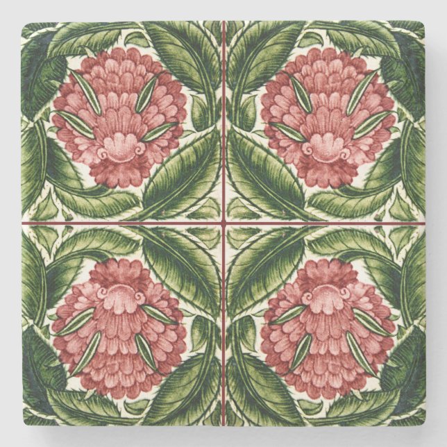 Posavasos De Piedra Viejo diseño botánico victoriano (Anverso)