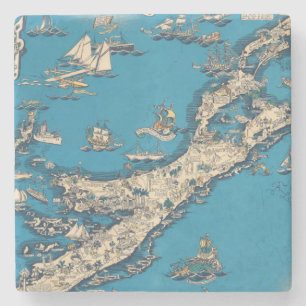 Posavasos De Piedra Viejo mapa de las Bermudas