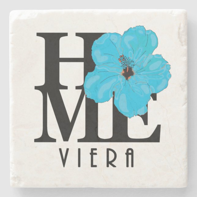 Posavasos De Piedra Viera HOME Blue Hibiscus (Anverso)