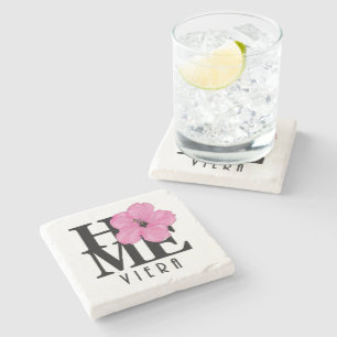 Posavasos De Piedra Viera HOME Pink Hibiscus
