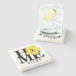 Posavasos De Piedra Viera HOME Yellow Hibiscus