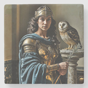 Posavasos De Piedra Vigilia silenciosa en Minerva - Diosa romana