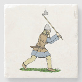 Posavasos De Piedra Viking Warrior Wielding Broad-Ax