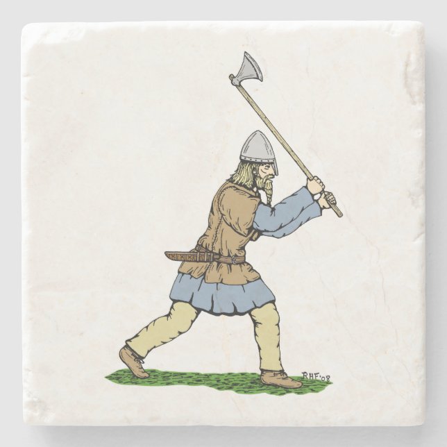 Posavasos De Piedra Viking Warrior Wielding Broad-Ax (Anverso)