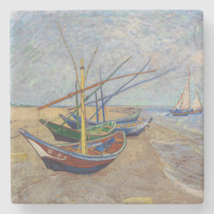 Posavasos De Piedra Vincent van Gogh - Barcas de Pesca en la Playa