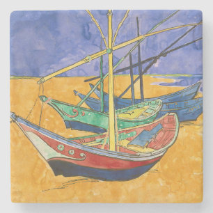 Posavasos De Piedra Vincent van Gogh - Barcos de Pesca en la Playa