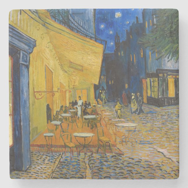 Posavasos De Piedra Vincent van Gogh - Cafe Terrace de noche (Anverso)