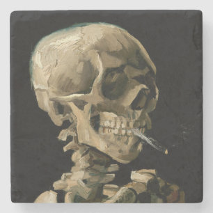 Posavasos De Piedra Vincent van Gogh - Calavera con cigarrillo en llam