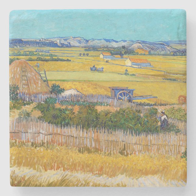 Posavasos De Piedra Vincent van Gogh - Cosecha en La Crau (Anverso)