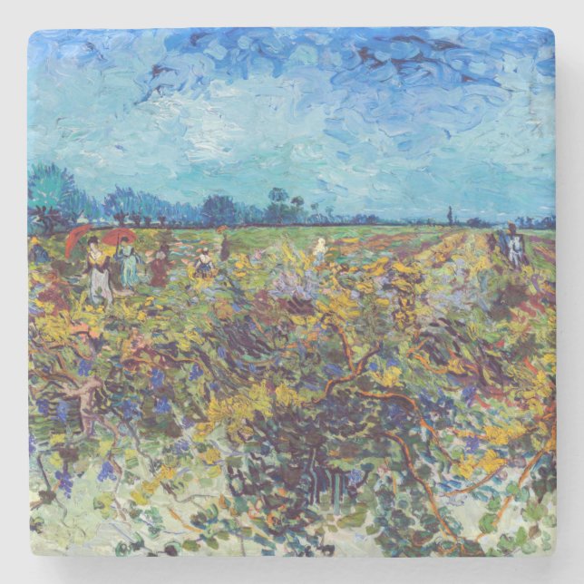 Posavasos De Piedra Vincent van Gogh - Green Vineyard (Anverso)