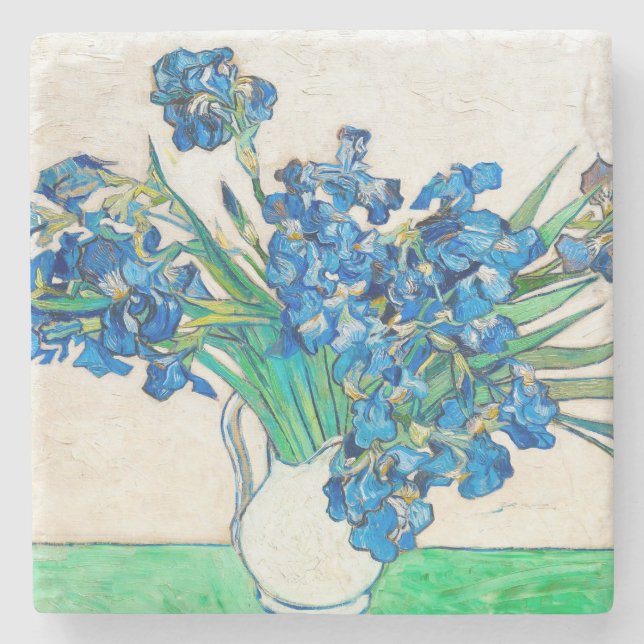 Posavasos De Piedra Vincent van Gogh IRISES Y la montaña rusa de ROSAS (Anverso)