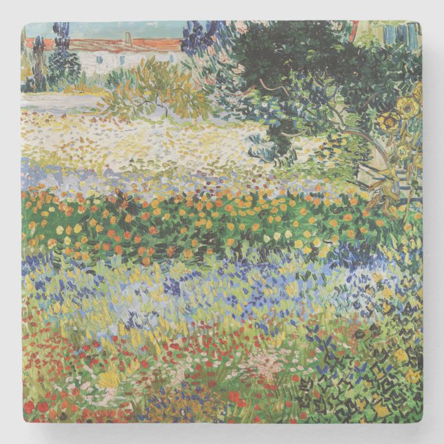 Posavasos De Piedra Vincent van Gogh - Jardín de flores (Anverso)