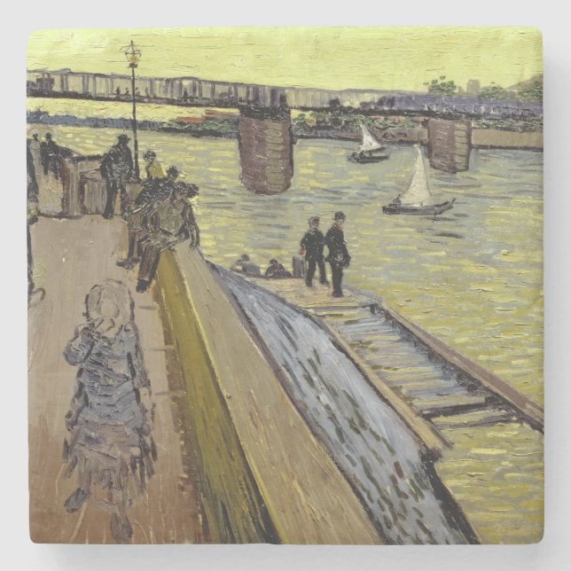Posavasos De Piedra Vincent van Gogh| Le Pont de Trinquetaille Arles (Anverso)