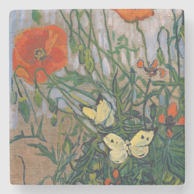 Posavasos De Piedra Vincent van Gogh - Mariposas y Papas (Anverso)