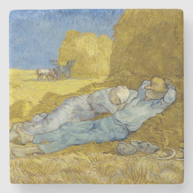 Posavasos De Piedra Vincent Van Gogh - Noon, Descanse del trabajo / Si (Anverso)