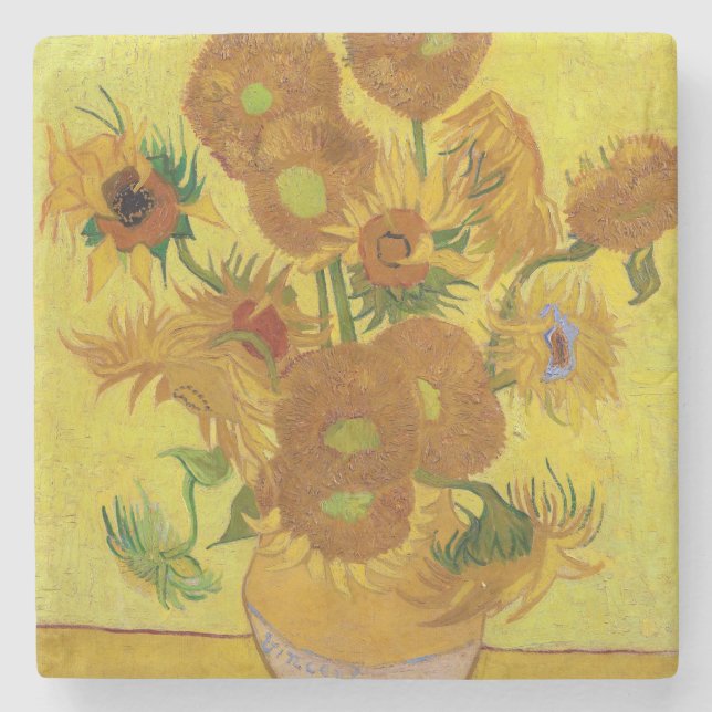 Posavasos De Piedra Vincent van Gogh - Vase con quince girasoles (Anverso)