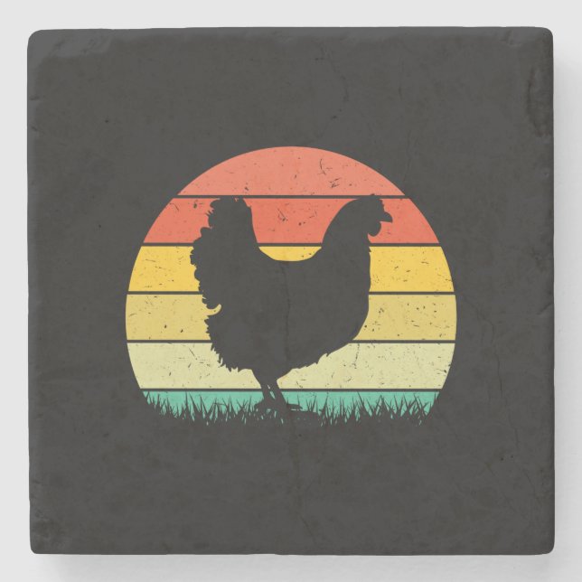 Posavasos De Piedra Vintaage retro de pollo (Anverso)