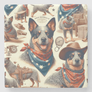 Posavasos De Piedra Vintage Australian Cattle Dog Ilustracion