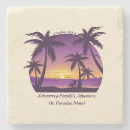 Posavasos De Piedra Vintage Beach Sunset Vacation tumbona durazno