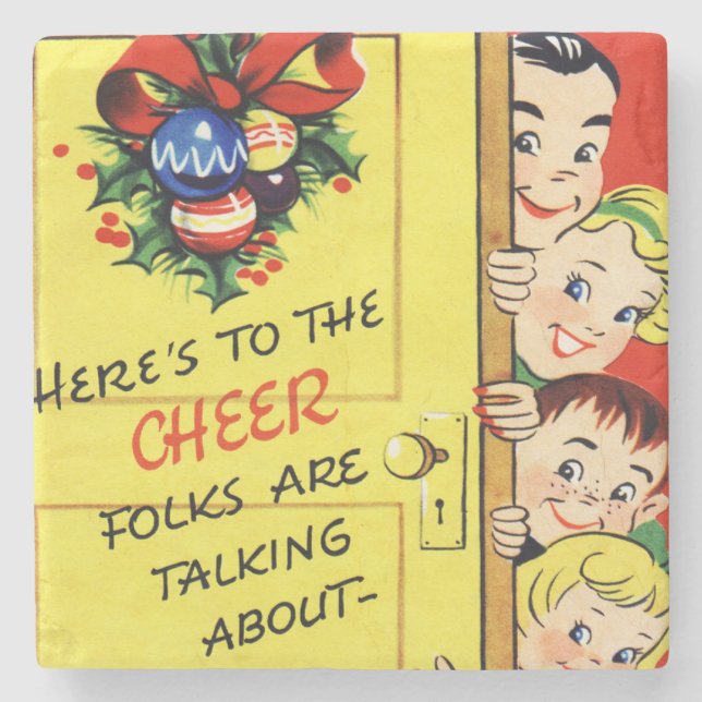Posavasos De Piedra Vintage Christmas Cheer (Anverso)
