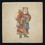 Posavasos De Piedra Vintage Christmas Old World Santa Claus<br><div class="desc">Una montaña rusa de piedra con un viejo Navidad del viejo mundo, Santa Claus. El clásico santa del viejo mundo, con su famoso abrigo rojo y llevando una bolsa llena de juguetes. Este Santa de la vieja usanza es delgado y tiene un bastón para caminar por la tierra regalando juguetes...</div>
