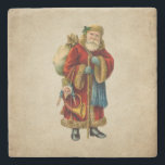 Posavasos De Piedra Vintage Christmas Old World Santa Claus<br><div class="desc">Una montaña rusa de piedra con un viejo Navidad del viejo mundo, Santa Claus. El clásico santa del viejo mundo, con su famoso abrigo rojo y llevando una bolsa llena de juguetes. Este Santa de la vieja usanza es delgado y tiene un bastón para caminar por la tierra regalando juguetes...</div>