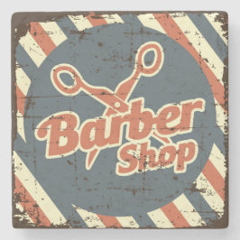 Posavasos De Piedra Vintage Classic Blue Barber Shop