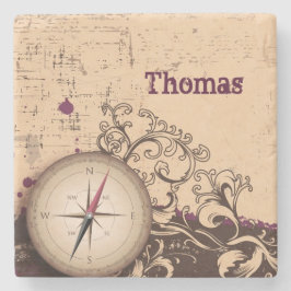 Posavasos De Piedra Vintage Compass Personalizado Stone Coaster