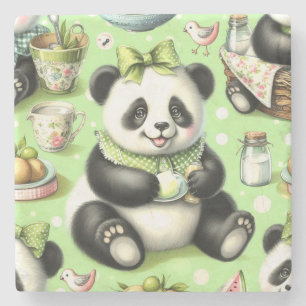 Posavasos De Piedra Vintage Cute Baby Panda
