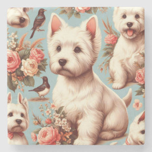 Posavasos De Piedra Vintage Cute West Highland White Terrier