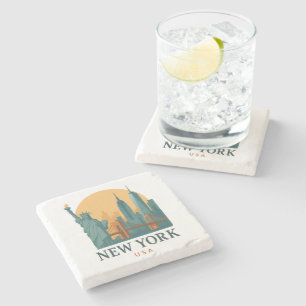 Posavasos de Piedra Vintage de Nueva York   Minima
