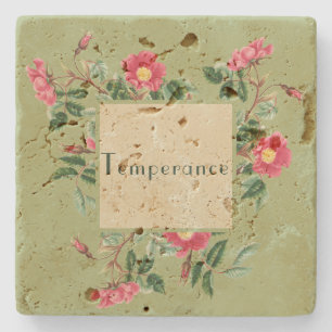 Posavasos De Piedra Vintage Design Sage Green Roses Rosa Stone Coaster