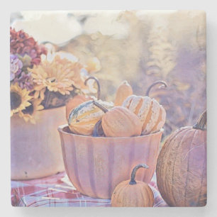 Posavasos De Piedra Vintage Fall calabazas de otoño acuarela