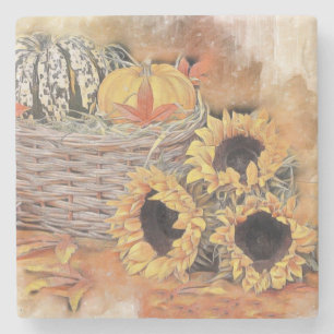 Posavasos De Piedra Vintage Fall calabazas de otoño acuarela